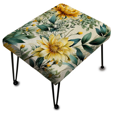Fougères botaniques en vert et jaune I - Repose-pieds rectangulaire floral