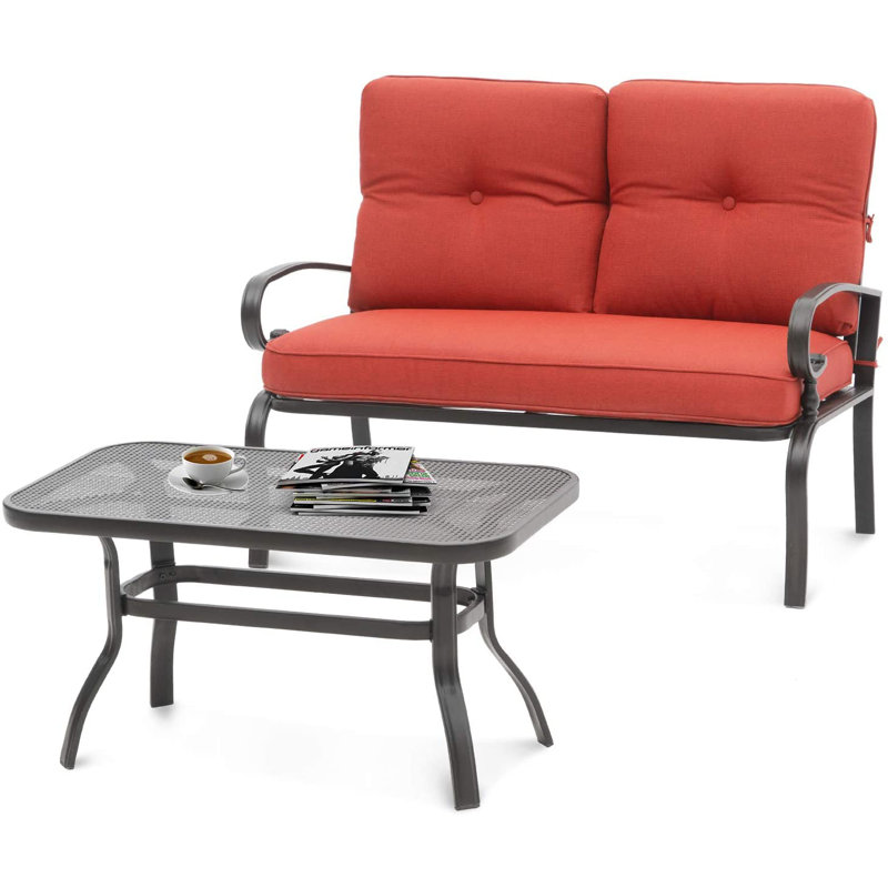 Craigmore 2 - Person Patio Conversation Set with Cushions, Red