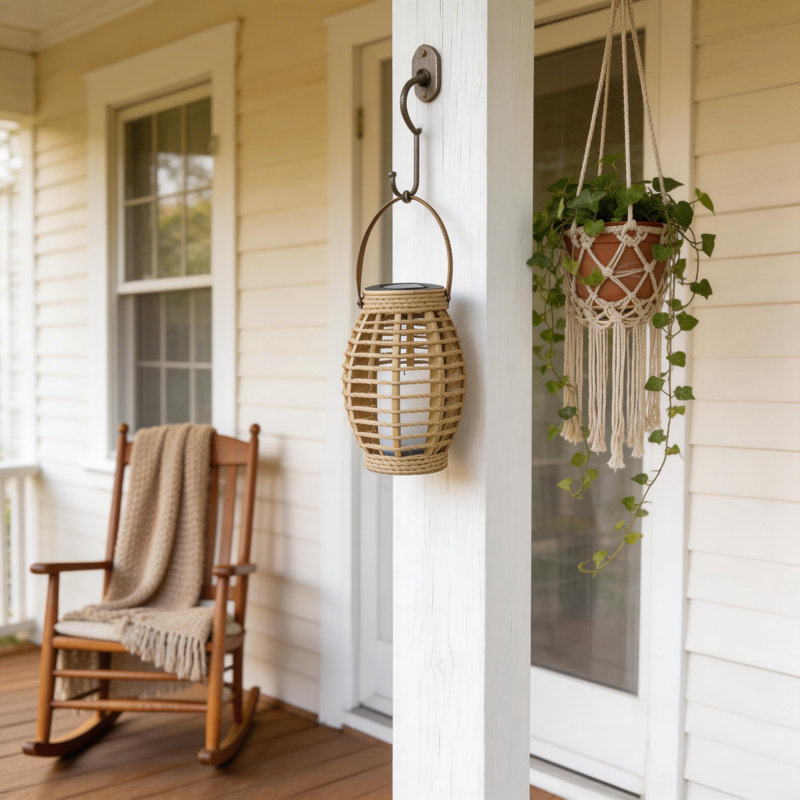 Lot de 2 lanternes solaires d'extérieur étanches, DEL blanc chaud de style olive avec poignée, allumage et extinction automatiques du crépuscule à l'aube, 21 cm (8,26 po) pour terrasse, jardin ou porche
