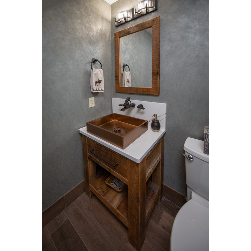 Stainless Steel Rectangular Vessel Bathroom Sink, Rose Gold
