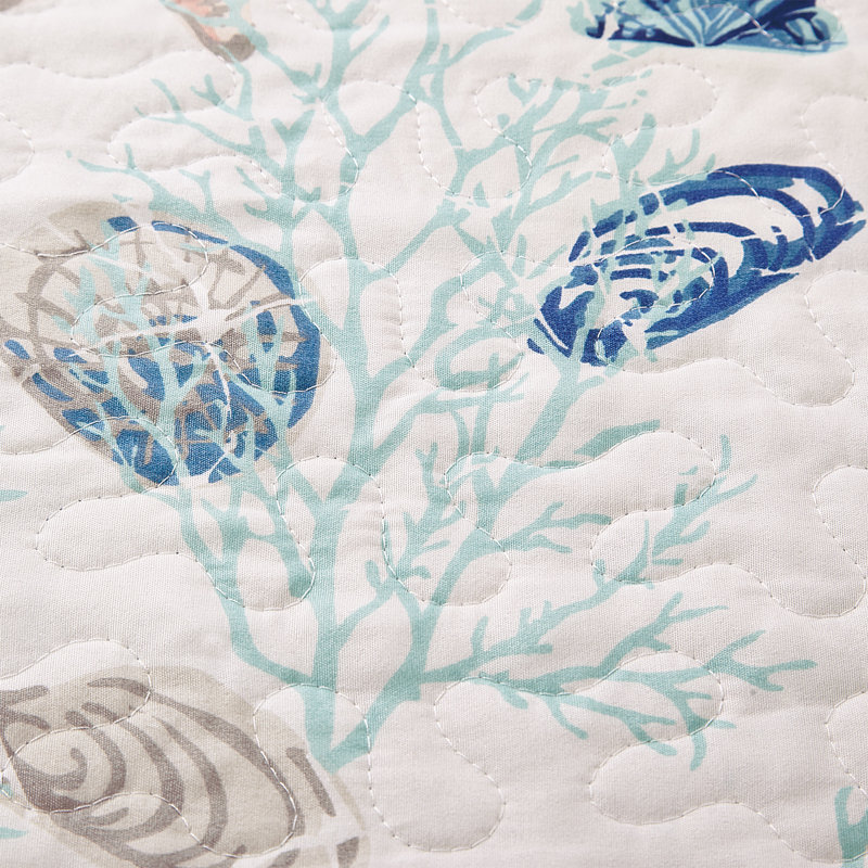 Twin Blue Coral Reversible Microfiber Quilt Set