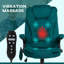 Fauteuil de bureau à 6 points de massage vibrant avec chaleur, fauteuil de bureau de direction à haut dossier en velours avec dossier inclinable, accoudoirs rembourrés et télécommande-133340183-133340298