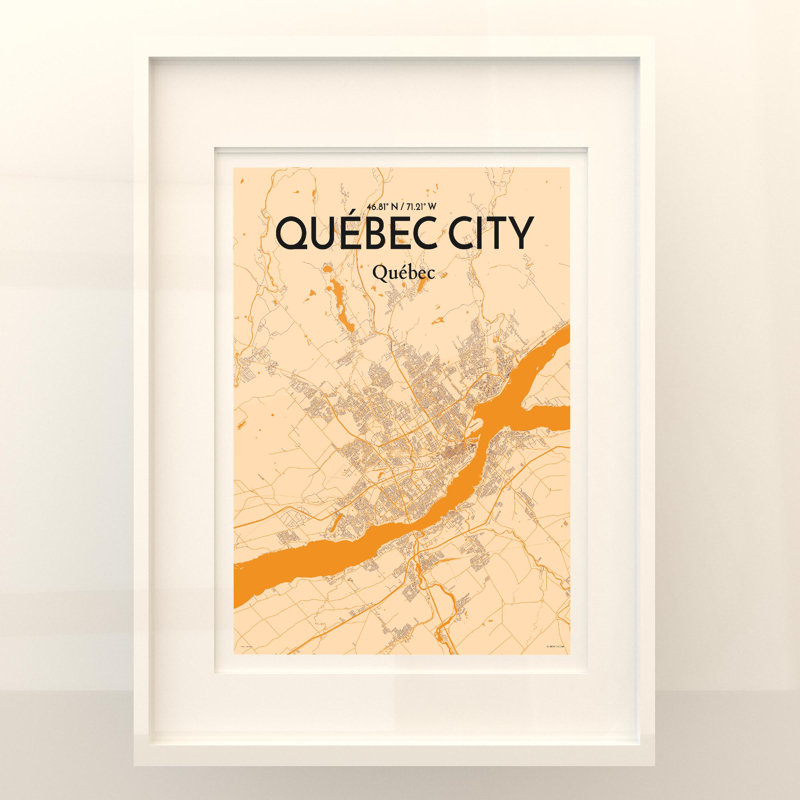 Carte de la ville de Québec, impression, H 24 po x l 18 po