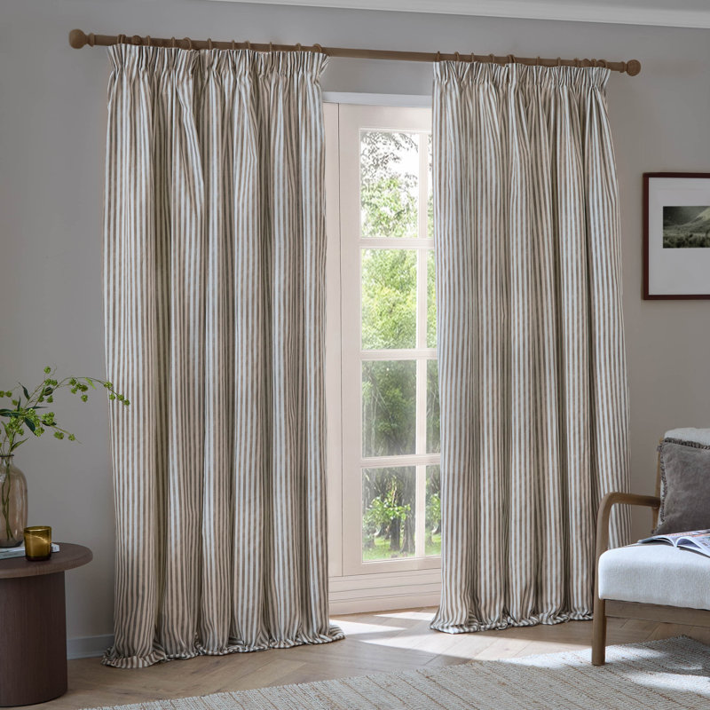 Hebden 100% Cotton Blackout Curtain Panel Pair, 117cm Width x 137cm Drop, Brown