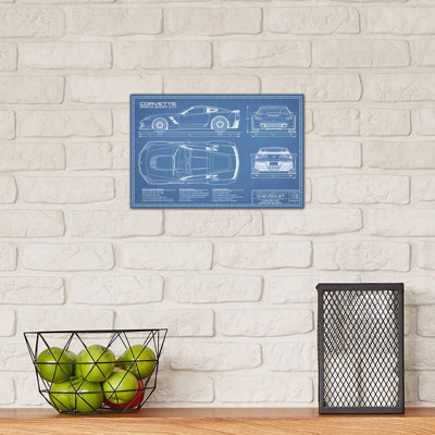 Corvette (C7) Grand Sport Blueprint by Action Blueprints - Wrapped Canvas Print
