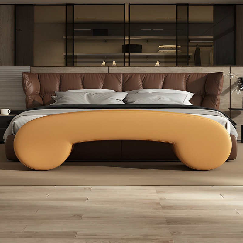 Banc rembourré en cuir Tierone Match, Orange