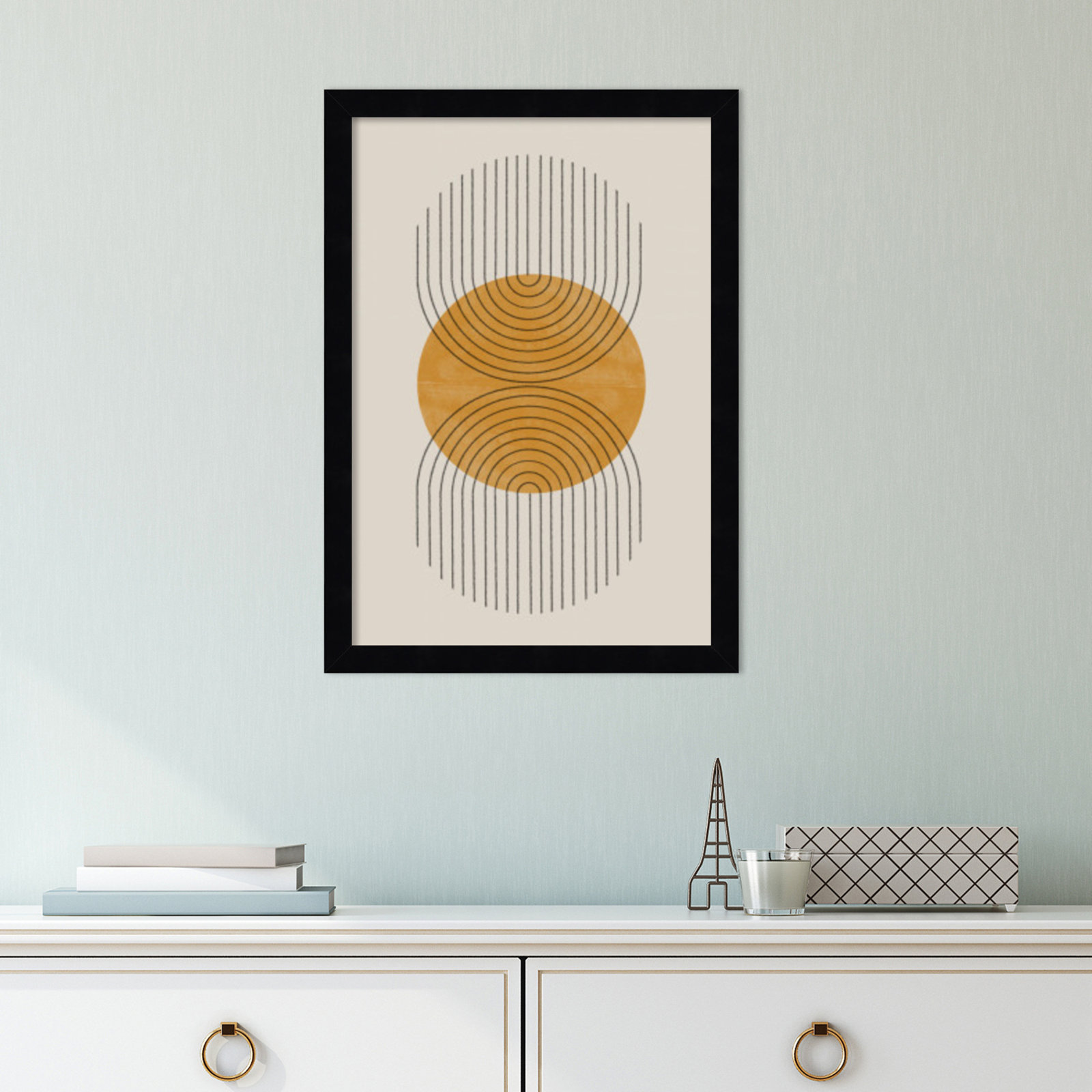 Perfect Point Yellow by The MIUUS STUDIO, Black Framed, 17" H x 12" W x 1" D