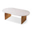 Table basse blanche en bois massif ovale