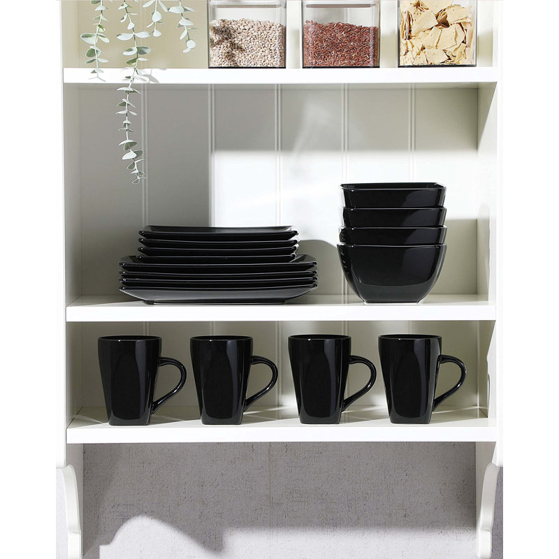Soho 16 Piece Dinnerware Set, Service for 4, Black
