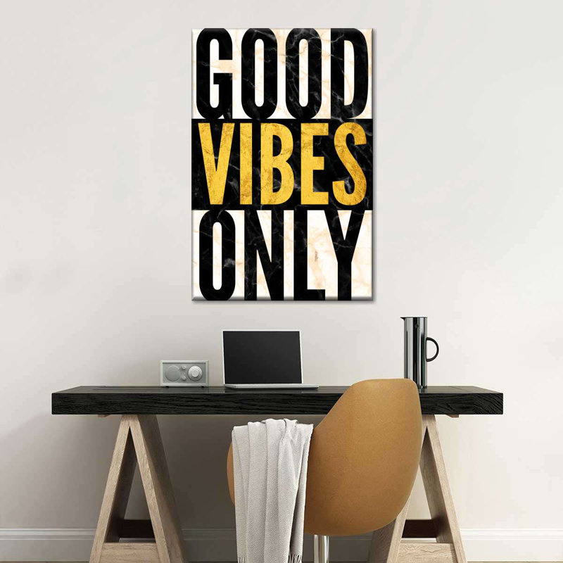 Good Vibes Only Marble Canvas Print, 48" H x 32" W x 1.25" D