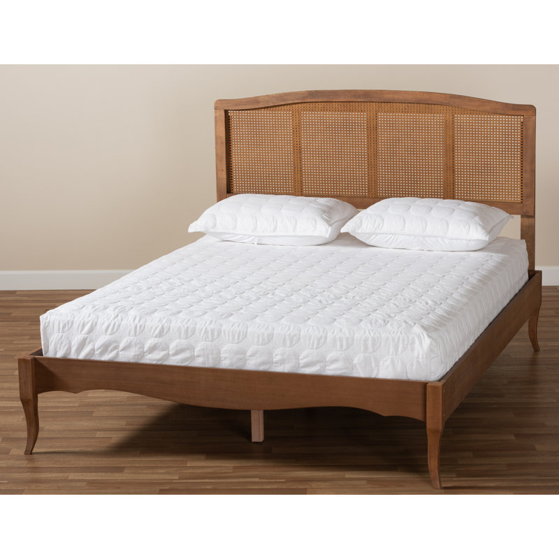 Lilliana Platform, Vintage Vibe, Queen Bed, Ash Walnut Rattan, 63.78'' W X 85.43'' L X 48.19'' H, Queen