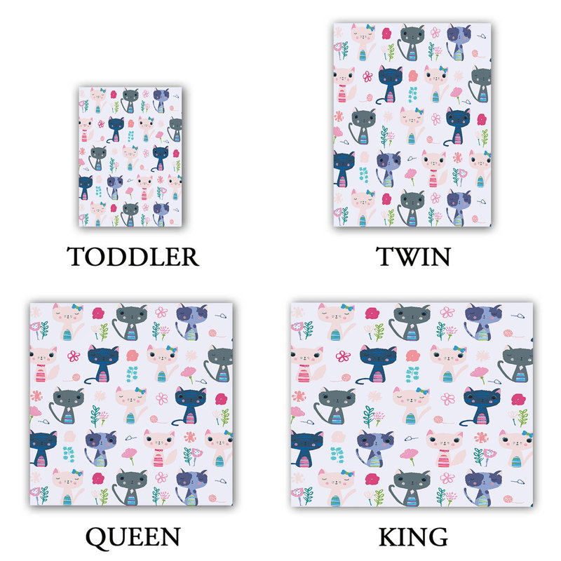 Ensemble de housse de couette chats, 1 housse de couette grand + 2 taies standards