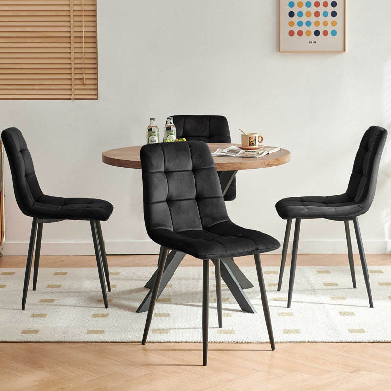 Ensemble de 4 chaises de salle à manger en velours, noir