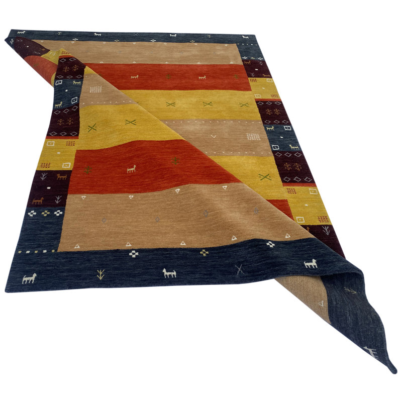 Finty Chequered Wool Hand Loomed 200cm X 300cm Area Rug
