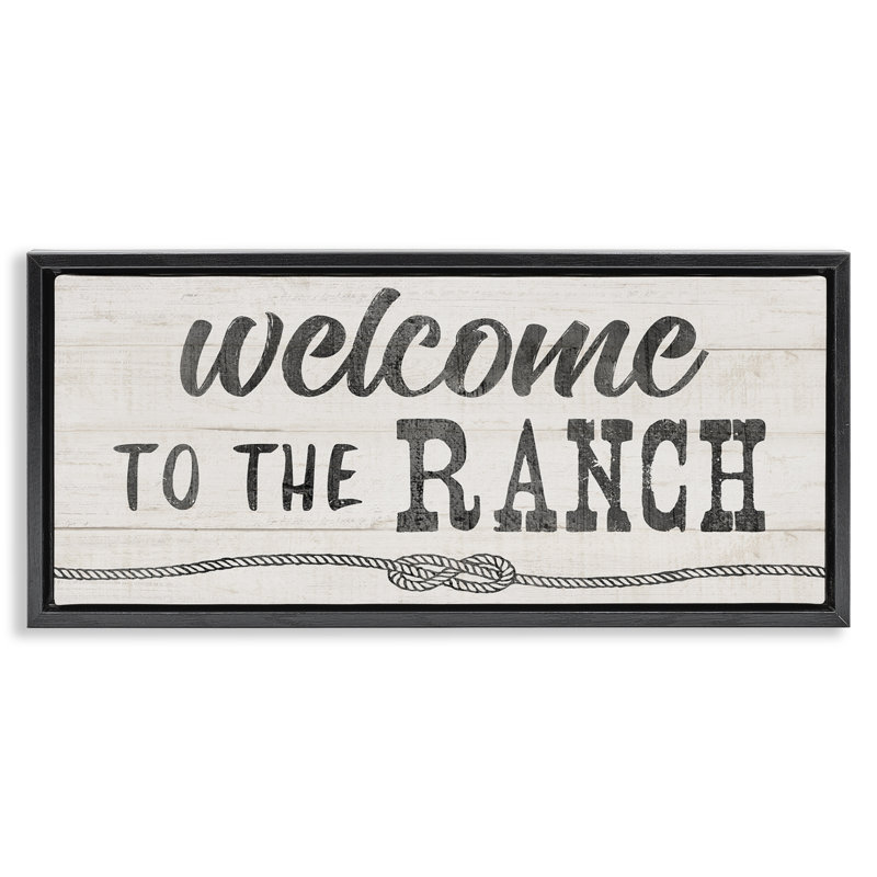 «Welcome to Ranch», art mural encadré flottant rustique doré par CAD Designs, H 11 po x l 25 po, Cadre flottant noir de jais