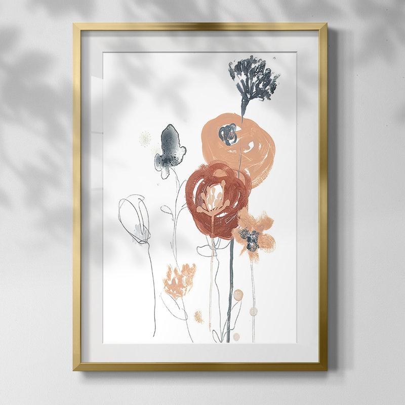 «Terracotta Drift II», reproduction encadrée, Blanc, Papier avec cadre doré