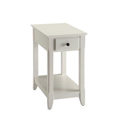 Table d'appoint blanche en bois massif avec tiroirs et compartiments de rangement