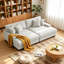 Canapé-lit surdimensionné rembourré en chenille blanc cassé avec accoudoirs et coussins décoratifs-1126573715