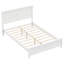 Lit double moderne blanc avec tête de lit améliorée et fabrication en bois de pin, revêtement naturel, usure facile à nettoyer
