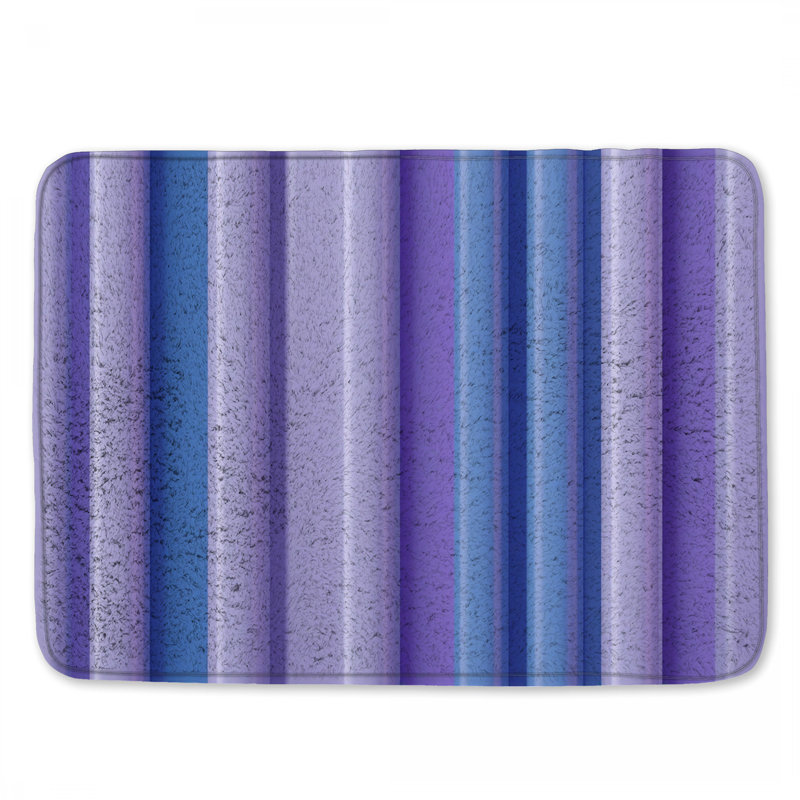 Blue Purple Stripes Bath Mat, 24in W x 17in L