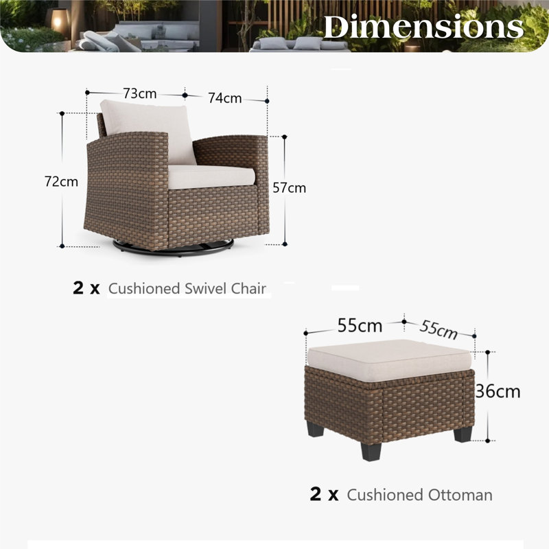 Outdoor Wicker Patio Seating Set, Beige