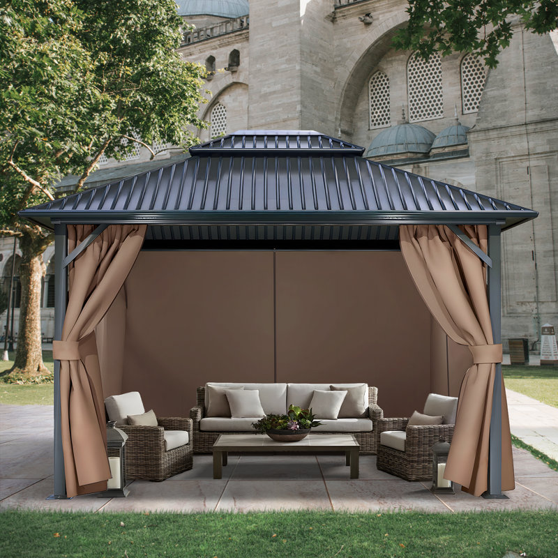 Gazebo Replacement Privacy Curtain, 3m x 3m, Brown