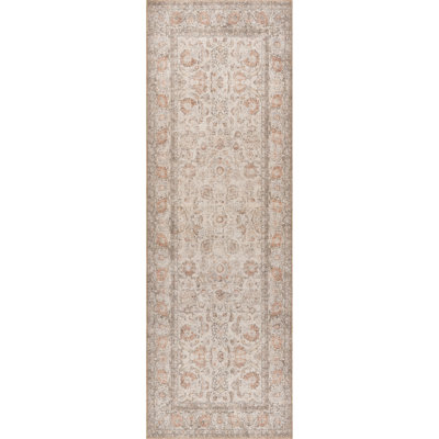Jeccica Distressed Vintage Medallion Jute Blend Polyester Area Rug