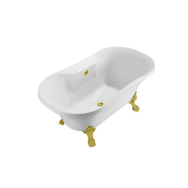 Baignoire de trempage sur pattes 60 "Streamline, Or poli, Or poli