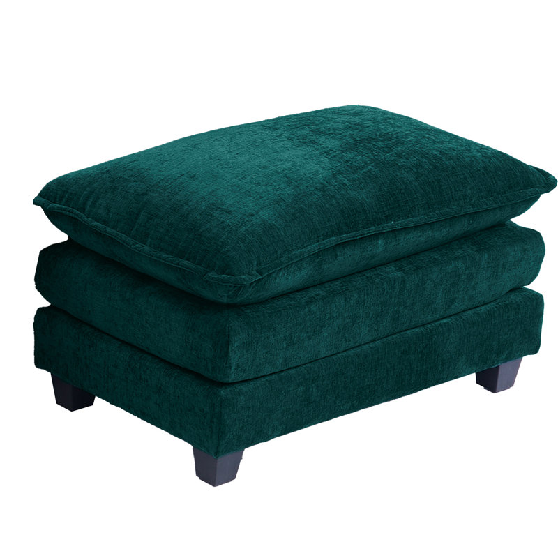 Chenille Upholstered Ottoman,Footstool Module for Sectional Sofa, Teal Blue