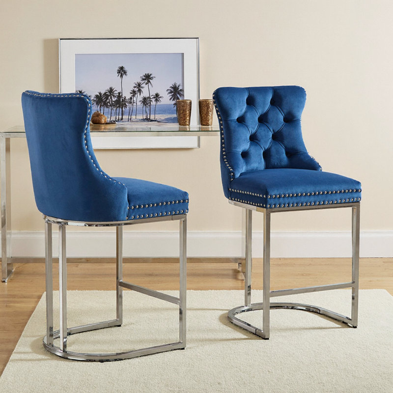 Ensemble de 2 tabourets de bar Velvet, Bleu