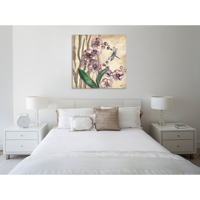 «Boho Orchid And Dragon Fly Zebra», toile tendue par August Grove®, H 18 po x l 18 po x P 1,5 po