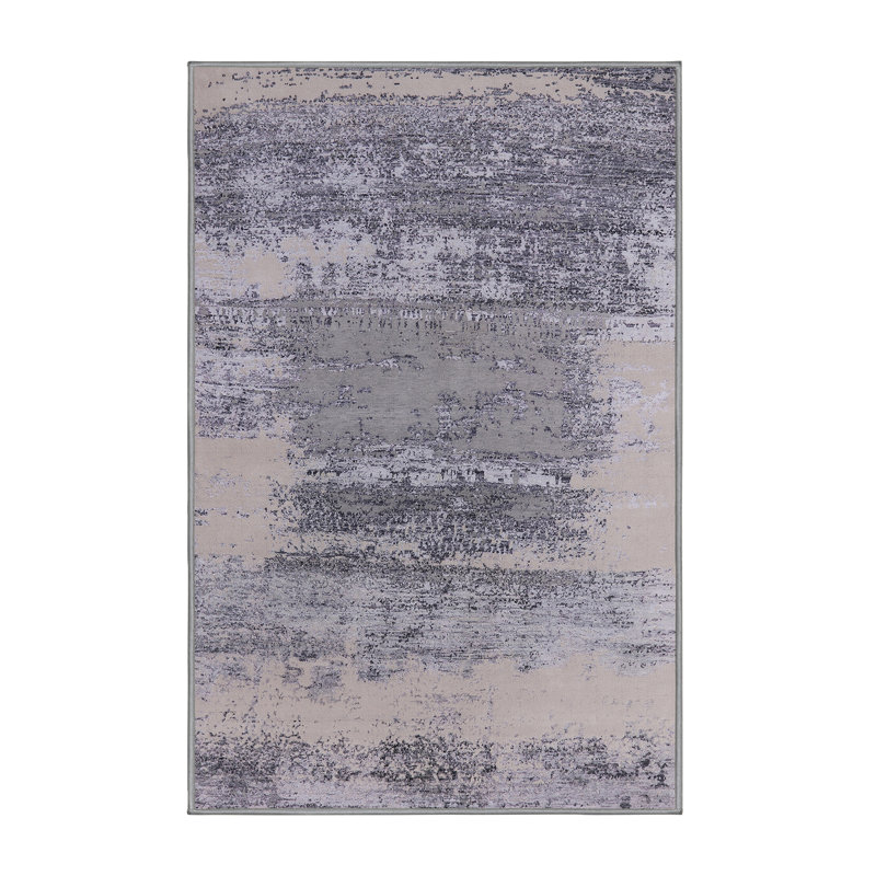 Tapis gris à motif abstrait Bryantown, Rectangle 5 pi x 7 pi