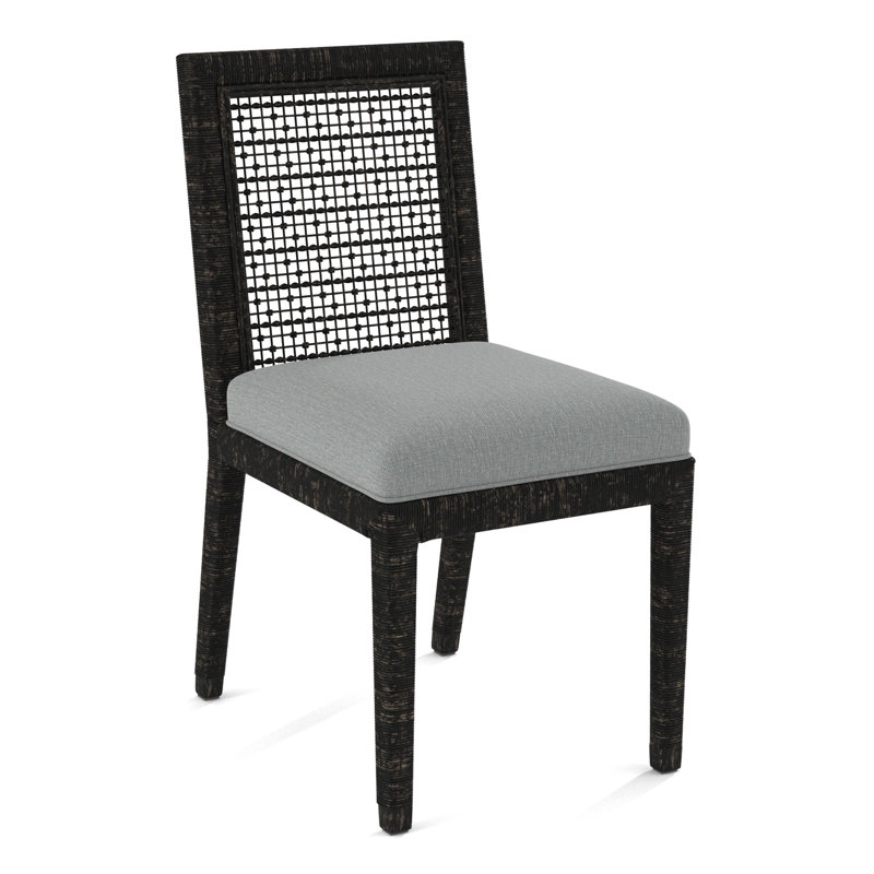 Chaise d'appoint Glinda, Tissu performance bleu clair 0851-55, Noir antique
