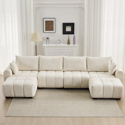 Canapé Mid-Century moderne avec accoudoirs amovibles et repose-pieds