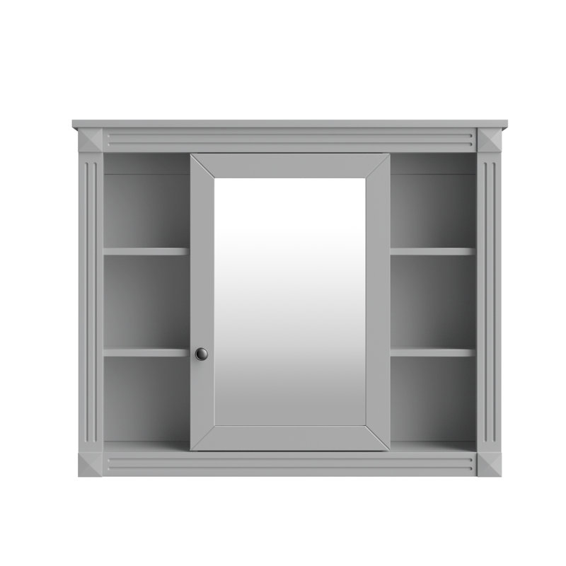 Armoire de salle de bain murale avec miroir, Gris