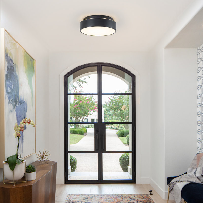 Dimmable Led Round Flush Mount, Matte Black