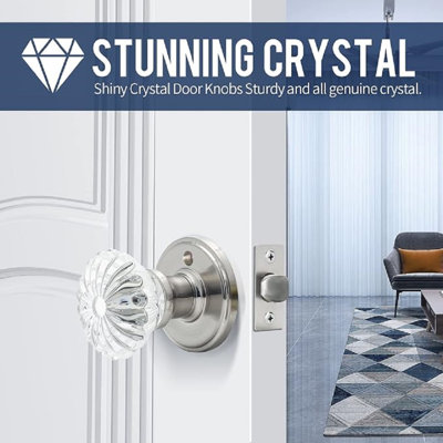 Paquet de 5 poignées de porte en verre Cielsa Dawn Crystal pour porte de salle de bain
