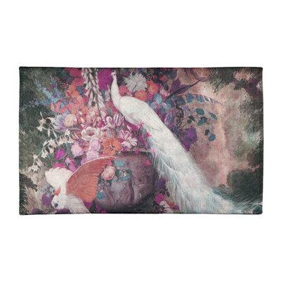 Tapis rose/vert peacock avec fleurs