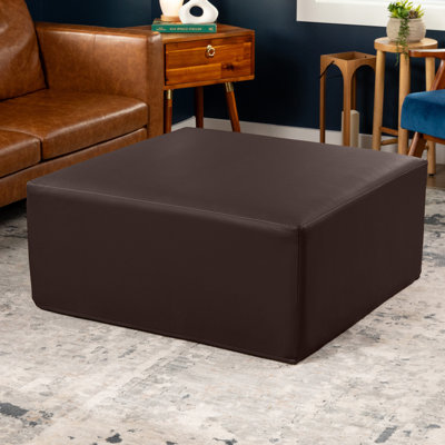 Jaxx Fairlie Couch Ottoman - Oversized Square Foam Coffee Table Ottoman, 36", Premium Faux Leather by Hokku Designs