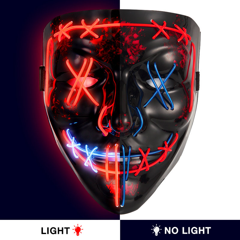 Ensemble de 2 masques de purge d'Halloween à DEL avec 3 modes de lumières en bleu