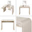 Bureau de coiffeuse classique en bois avec miroir rabattable, coiffeuse 3 en 1 avec 2 tiroirs et espace de rangement pour la chambre à coucher-1374480030