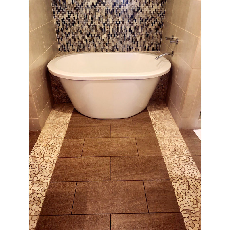 Tan Flat Pebble Mosaic 12" x 12"