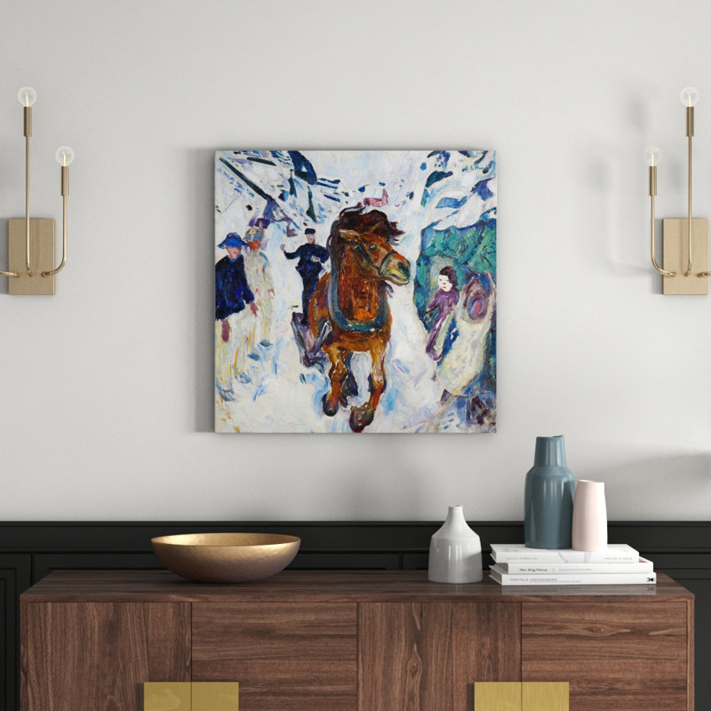 'Galloping Horse' by Edvard Munch Painting Print, 70cm H x 70cm W x 1.8cm D