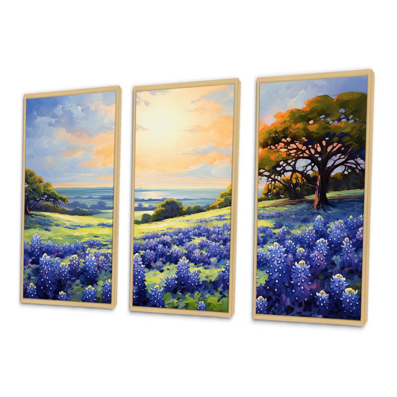 Ensemble de salon Blue Bonnets Ballet Meadows I - Blue Bonnets, Cadre naturel flottant, H 40 po x l 60 po x P 1 po