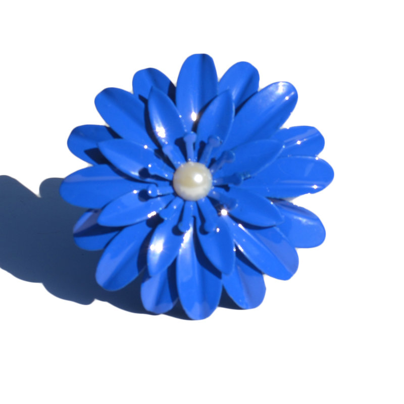 Rond de serviette fleur, Bleu