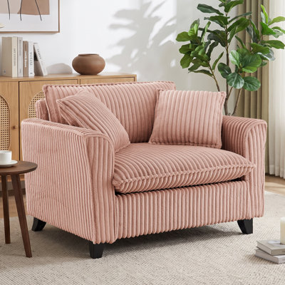 Fauteuil 46,5 po en velours côtelé avec accoudoirs surdimensionnés et siège profond