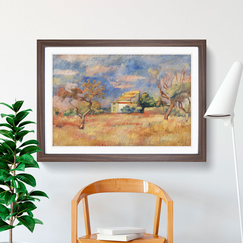 Dovecote at Bellevue by Pierre-Auguste Renoir - Picture Frame Painting, Walnut Framed, 27cm H x 36cm W x 2cm D