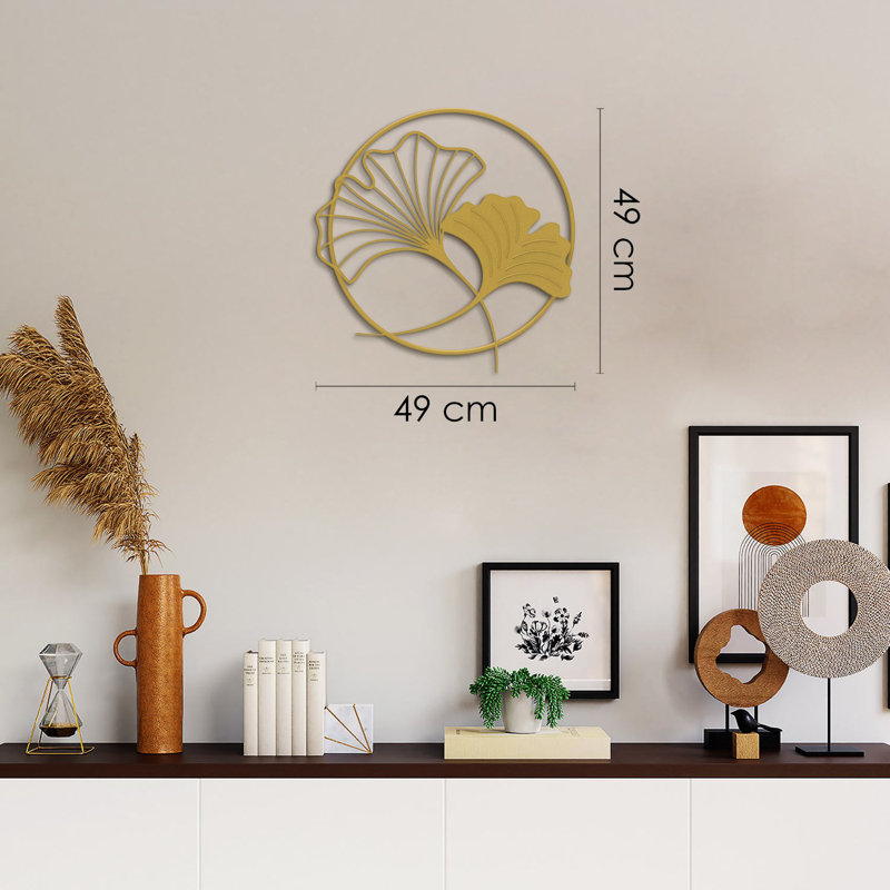 Accessoire mural élégant en métal, finition dorée, 19,3 po x 19,3 po | Fabrication 100% acier, épaisseur: 0,08 pouce | Conception légère, parfaite pour la décoration intérieure et les intérieurs modernes, élégante et durable