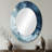 White And Blue Abstract Element Fight II - Abstract Oval Decorative Mirror On Metal-325537527