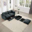 Causeuse avec tiroirs de rangement escamotables, canapé 2 places avec 1 repose-pieds mobile pour l'intérieur-1713153386